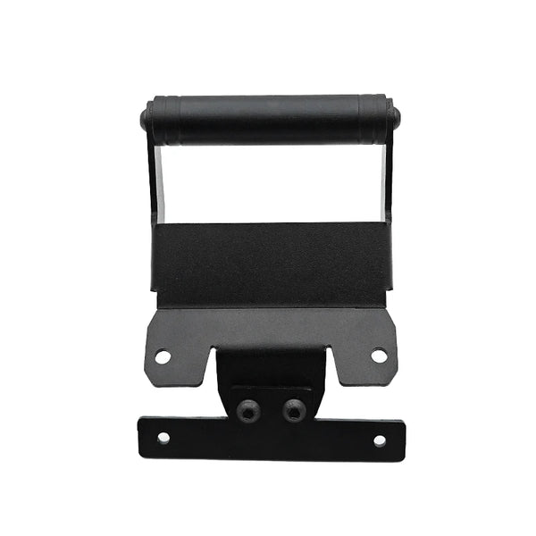 Black CNC phone and GPS navigation bracket for VOGE DS900X, front view