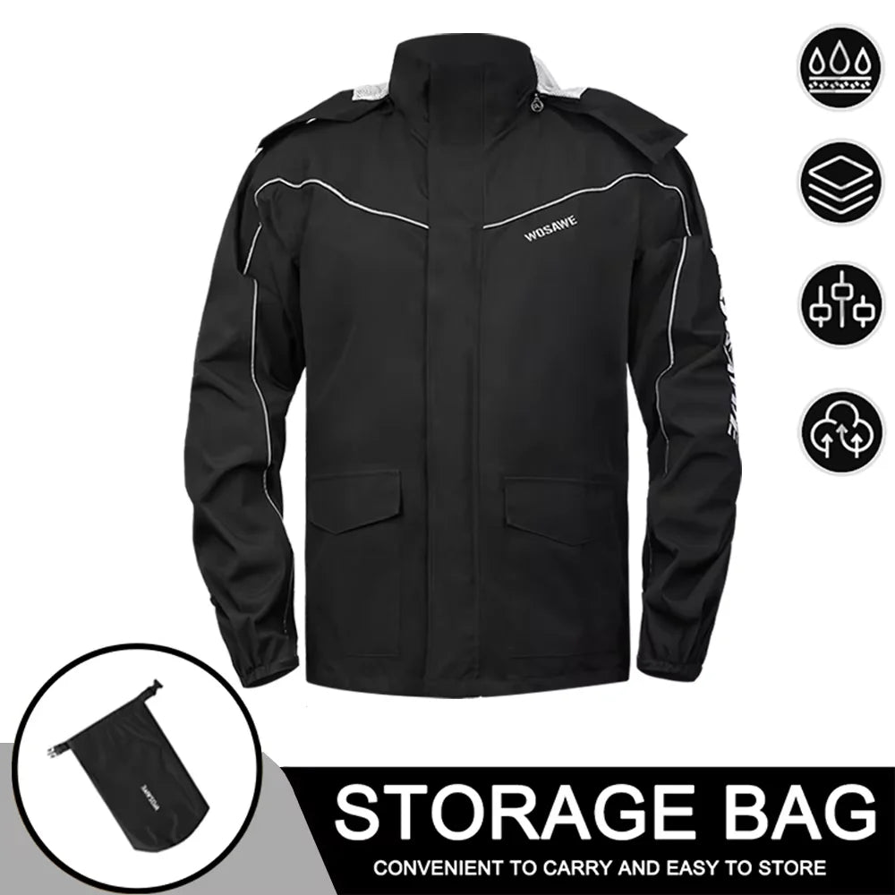 Waterproof Reflective Motorcycle Rain Suit Jacket & Pants