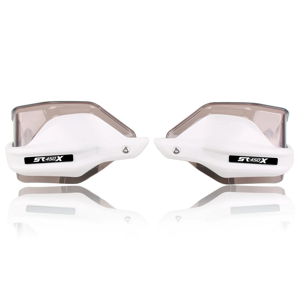 White SR450X handguards with brown tinted shields
