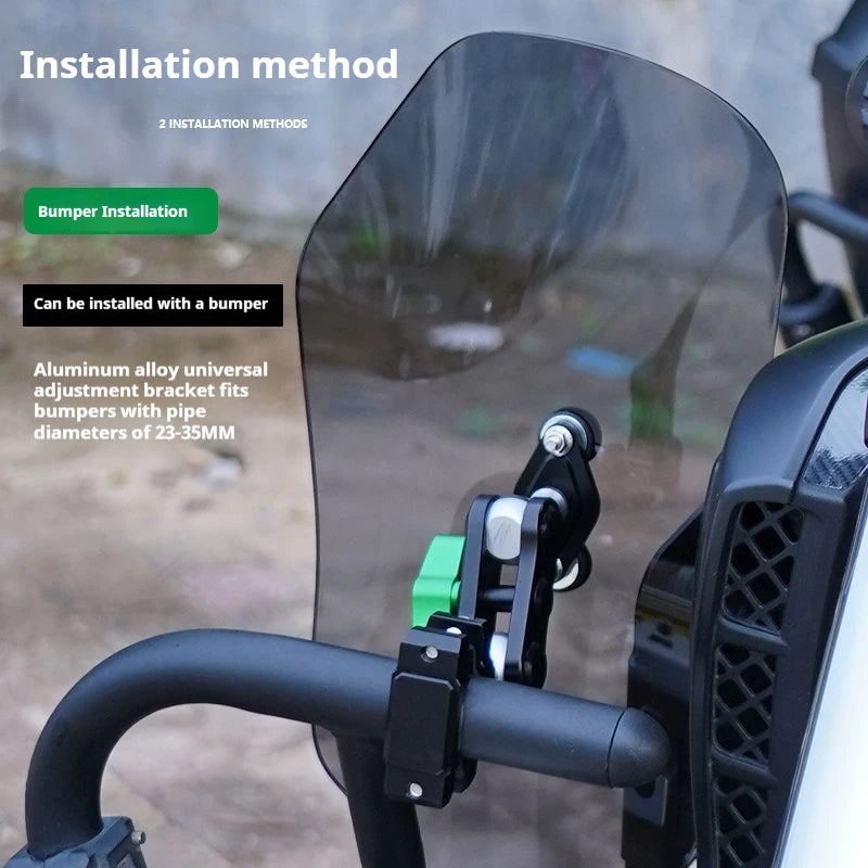 Knee wind deflector installation on crash bar