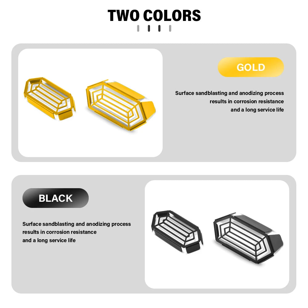 SR450X headlight guard in gold and black