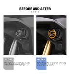 Before and after fog light protector installation