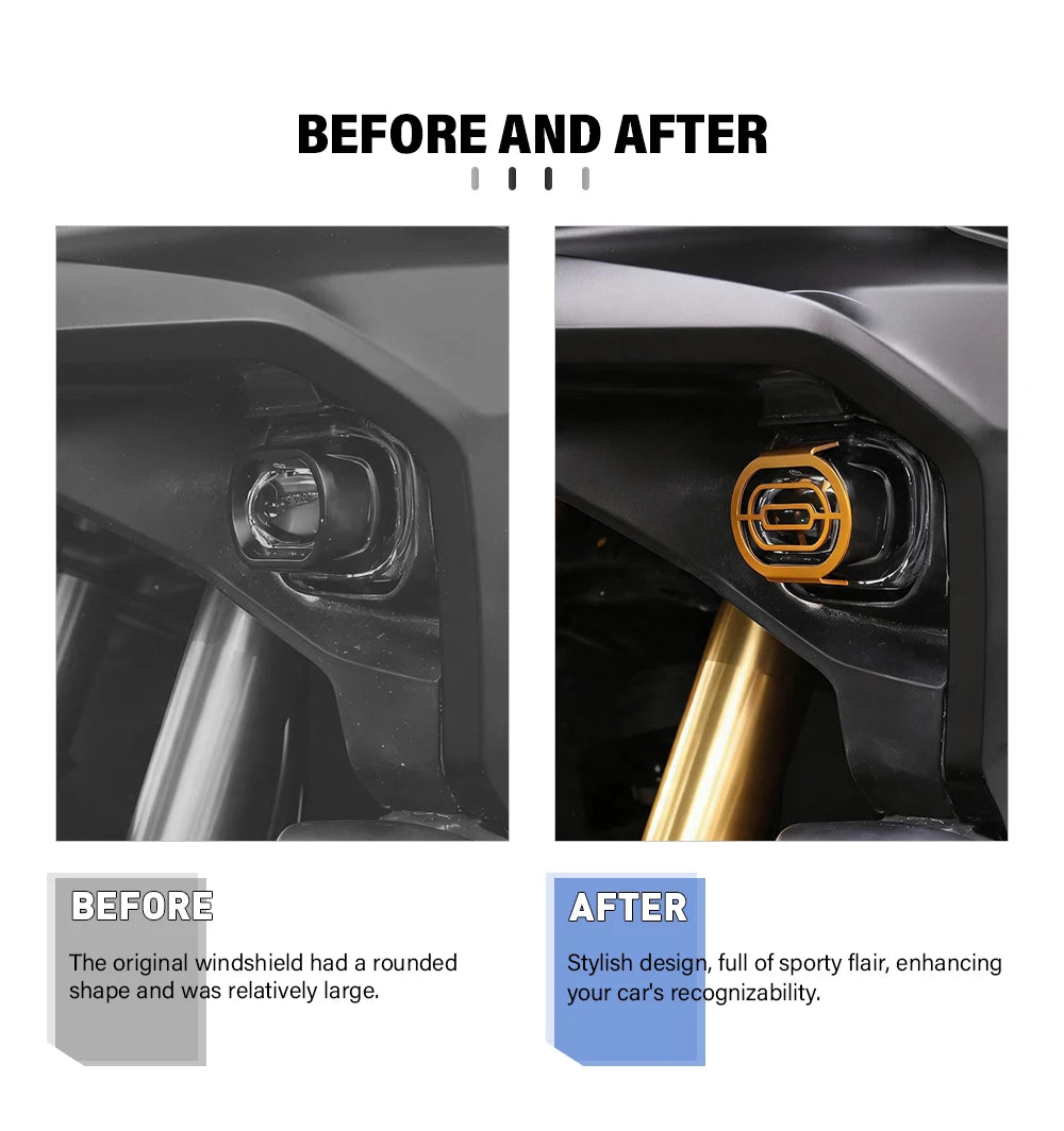 Before and after fog light protector installation