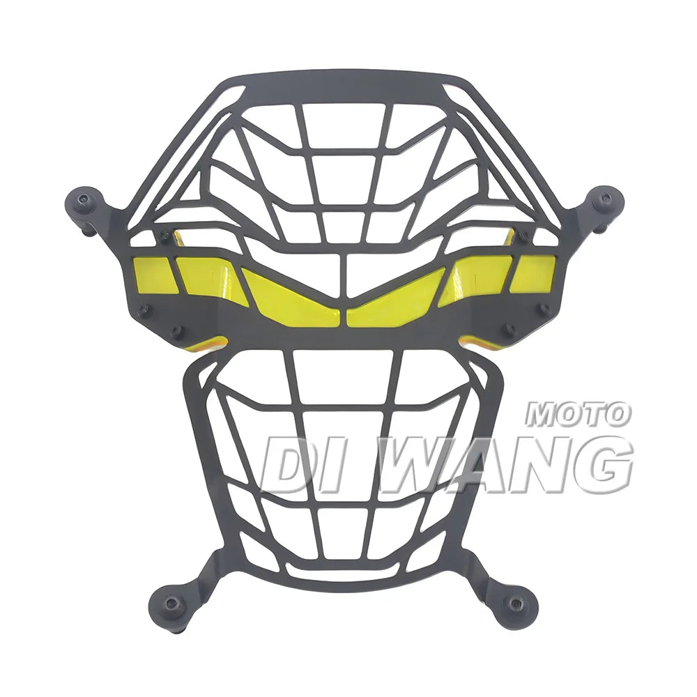 Black headlight protector grille with yellow lens film for DS800X Rally