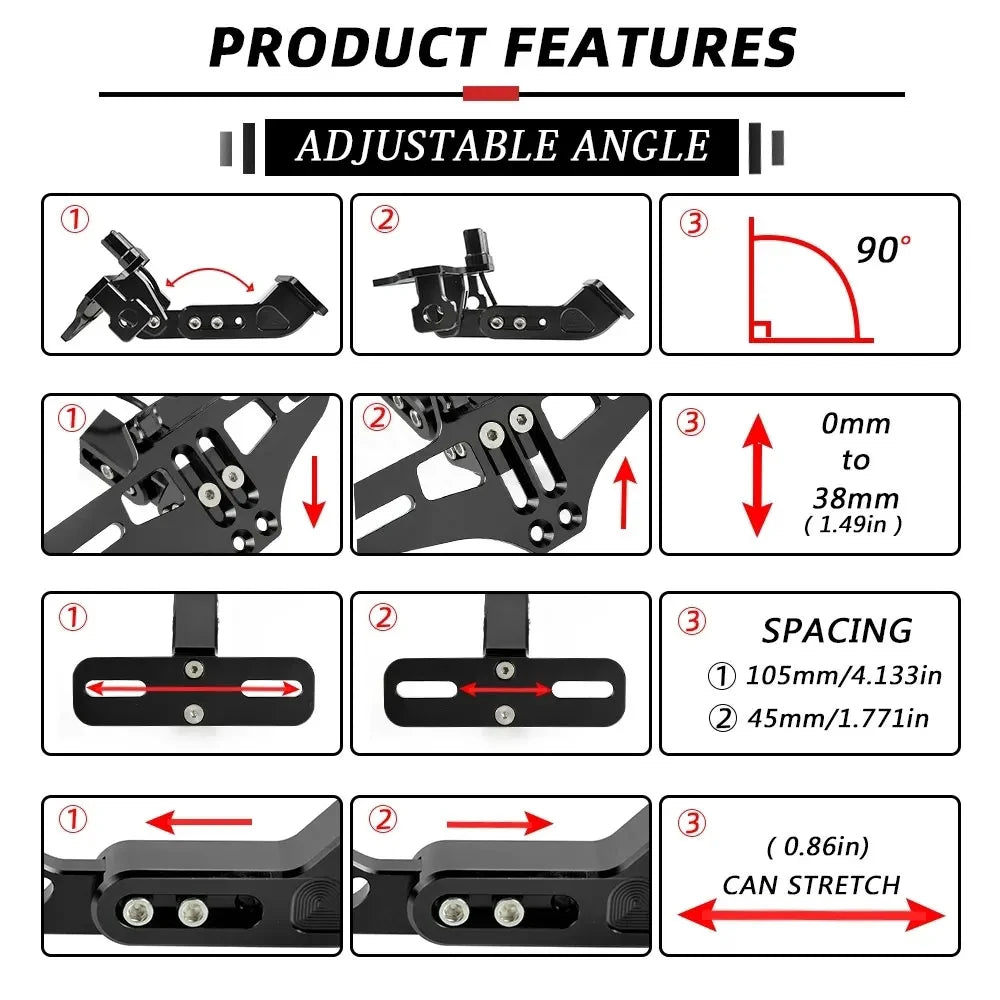 License Plate Holder with LED Light for VOGE DS500X / DS525X / DS625X / DS650X / DS900X