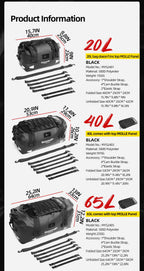 Rhinowalk Waterproof Motorcycle Tail Dry Bag - Modular 20L to 65L Rear Luggage