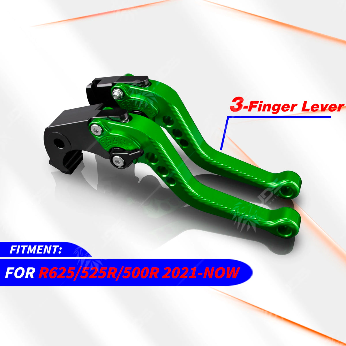 Green short levers with black adjusters for VOGE R625, 525R, 500R