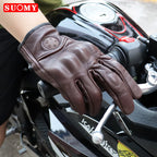 Guanti da Moto Vintage Suomy in Pelle di Capra – Dita Intere, Unisex