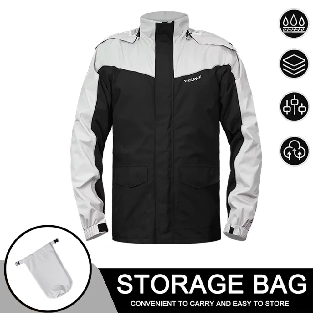 Waterproof Reflective Motorcycle Rain Suit Jacket & Pants