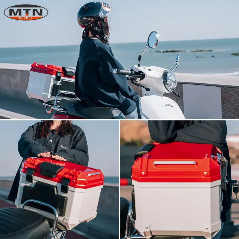 45L Universal Motorcycle Tail Box - ABS Rear Top Case with Lock