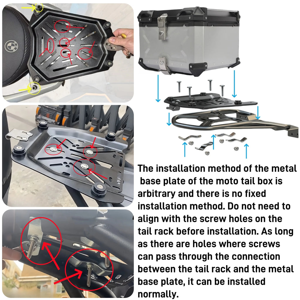 Bauletto posteriore per moto in alluminio da 65 litri - Baule posteriore impermeabile con attacco a sgancio rapido