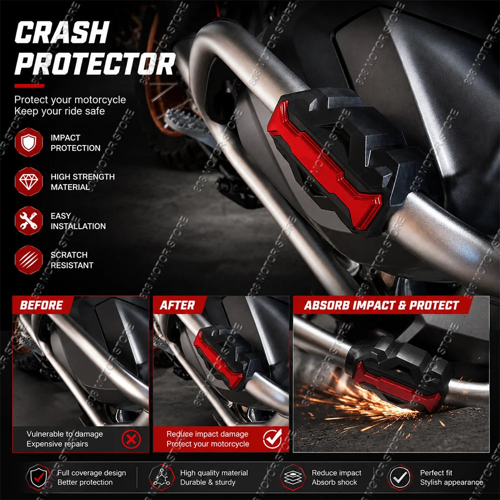 Crash bar protector features and impact protection