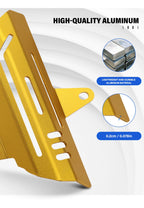 Gold aluminum fork shock protector detail