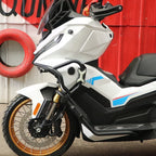 Crash bar on front of white VOGE SR450X