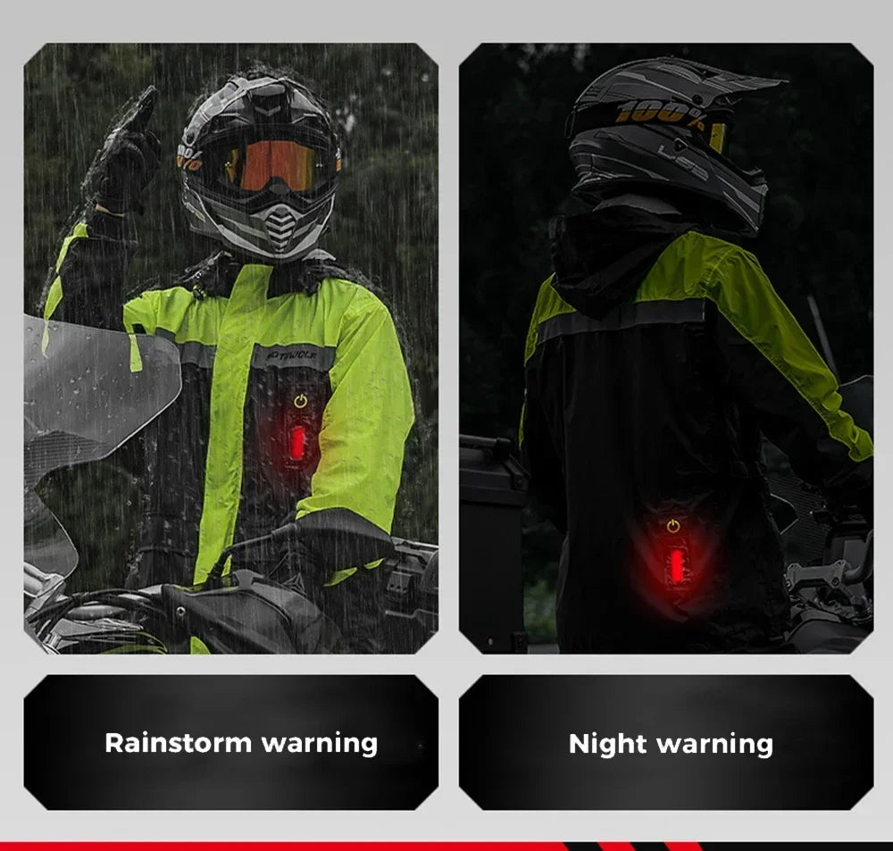 LED Reflective Waterproof Motorcycle Rain Suit Jacket & Pants