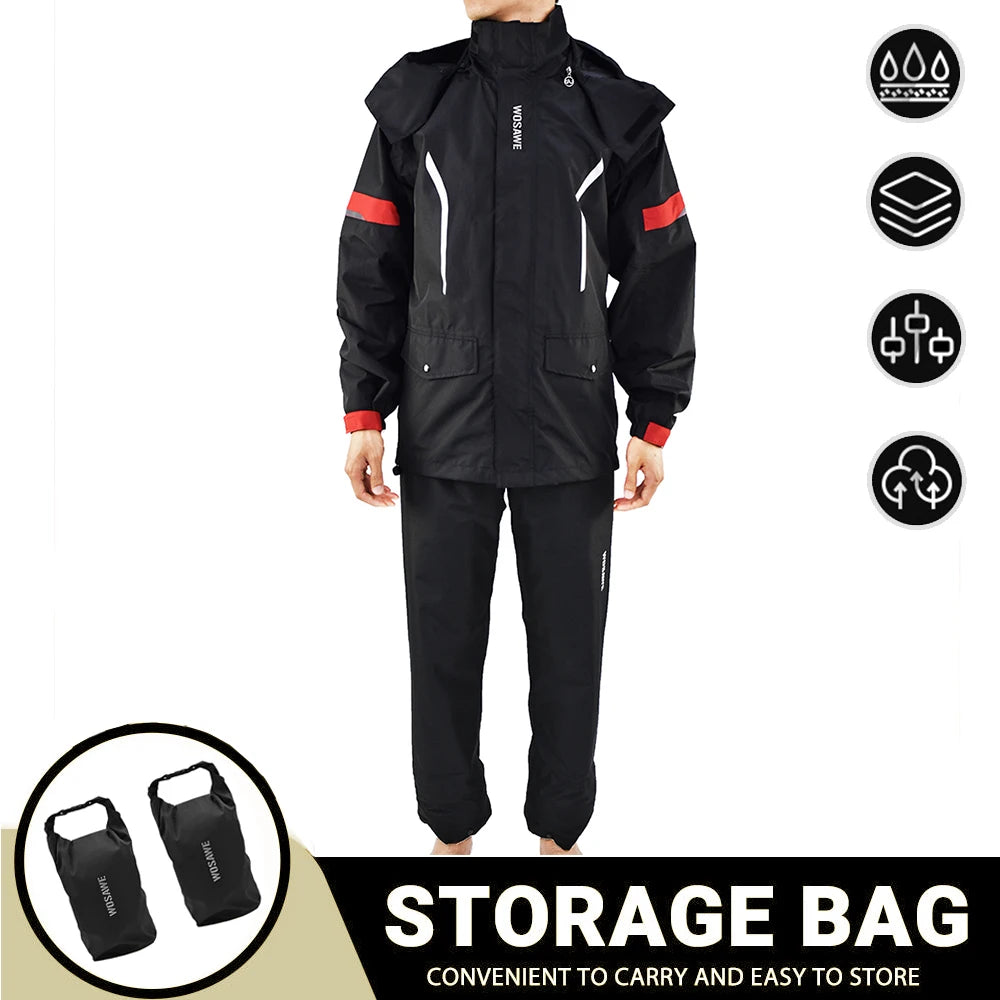 Waterproof Reflective Motorcycle Rain Suit Jacket & Pants