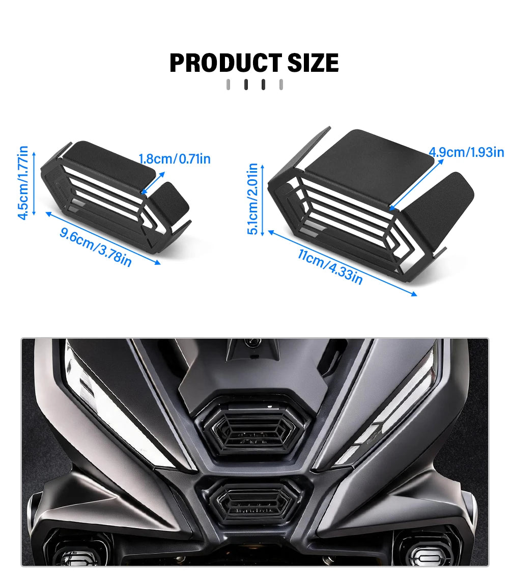 Headlight protector dimensions with fitted view