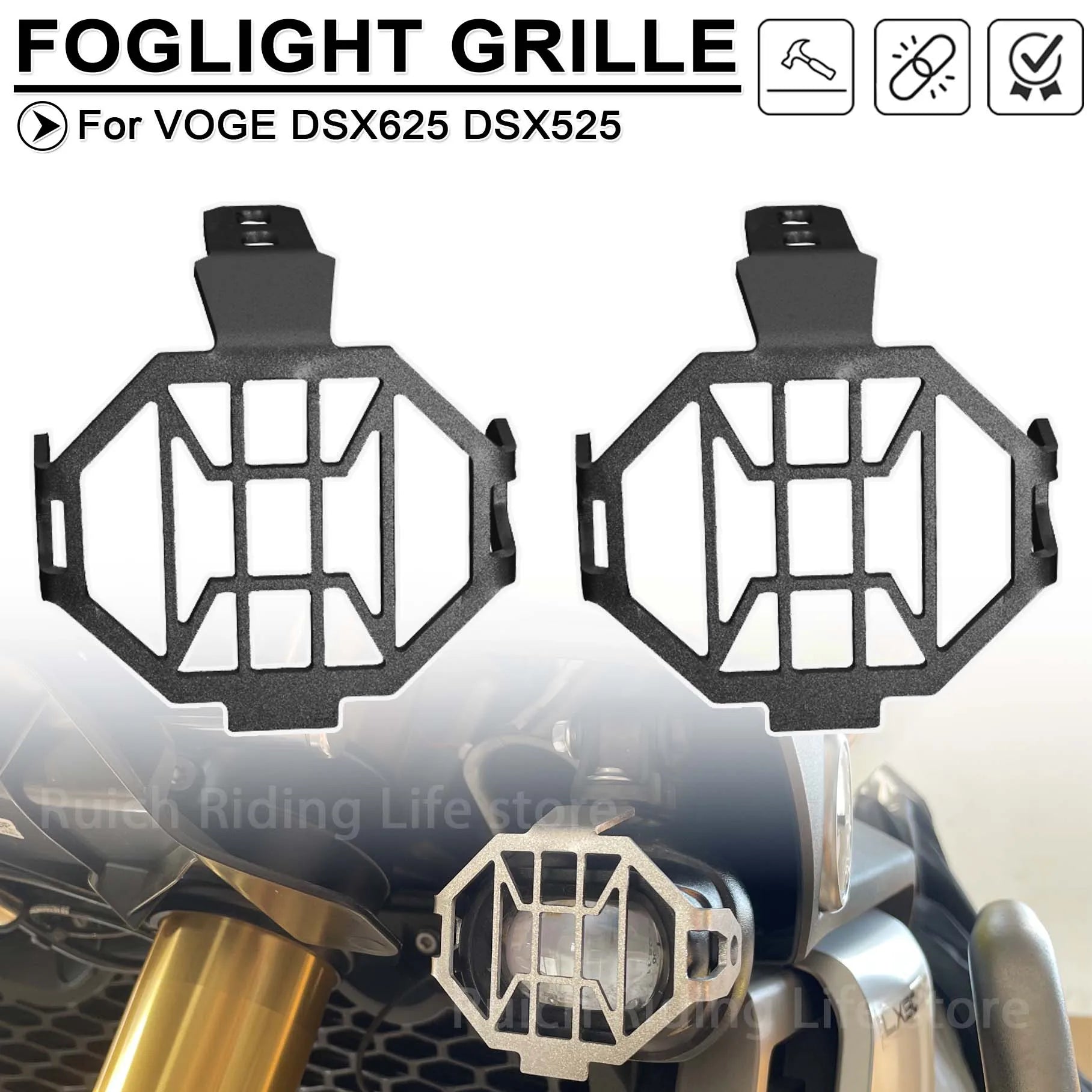 Fog Light Guard Grille for VOGE DS525X DS625X DSX800 Rally – Stainless Steel Fog Lamp Protector