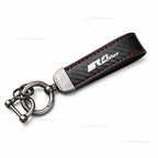 SR4 MAX carbon leather keychain with red stitching