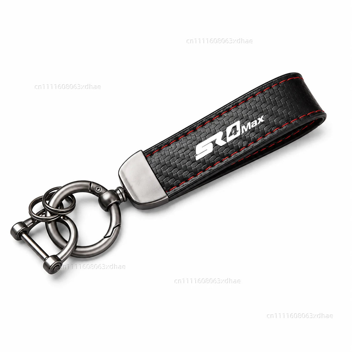 SR4 MAX carbon leather keychain with red stitching