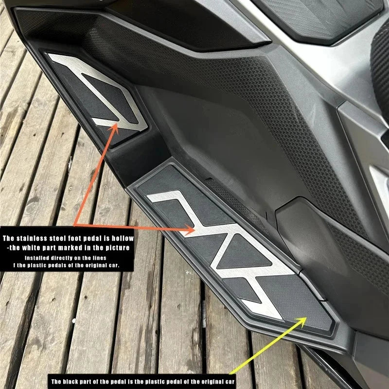 Footrest pad installation notes on scooter floor
