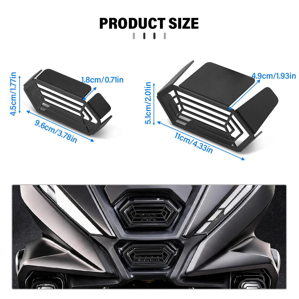 Headlight protector grille size and fitted view