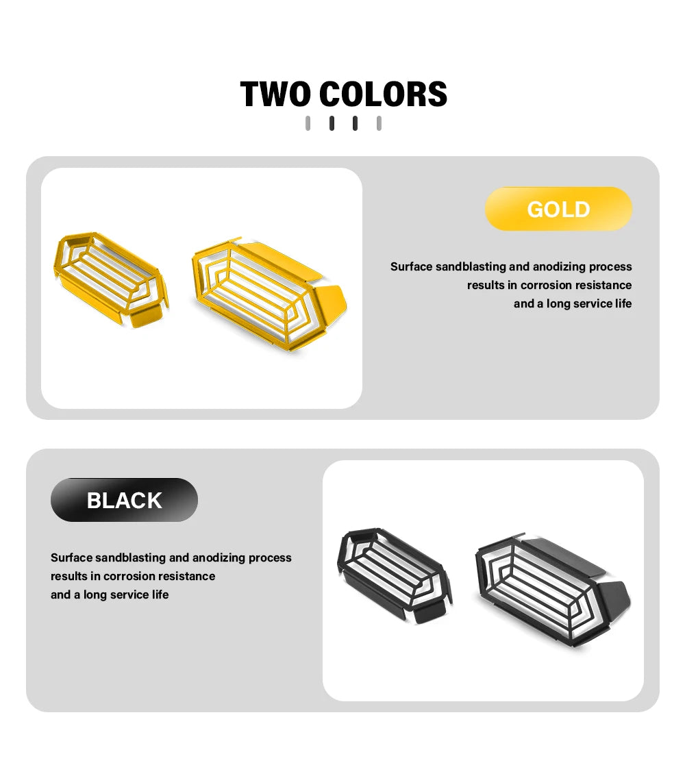 Headlight guard color options, gold and black