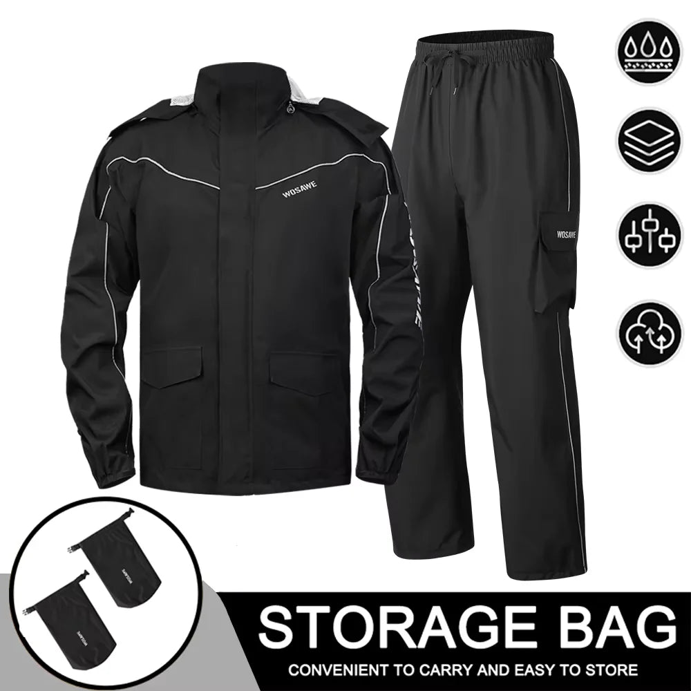 Waterproof Reflective Motorcycle Rain Suit Jacket & Pants