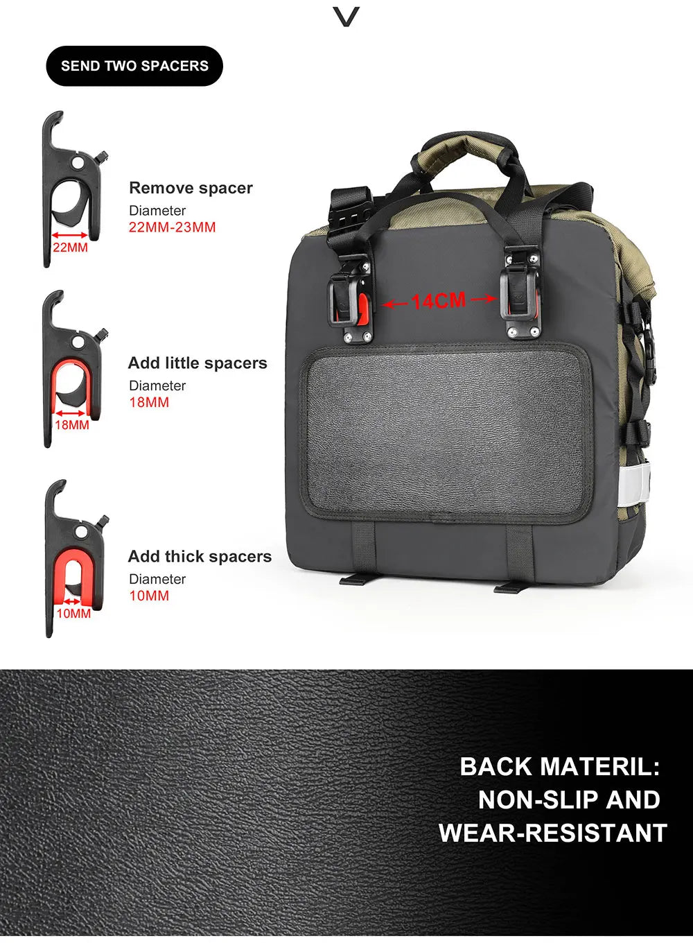 40L Quick Release Motorcycle Saddle Bags with Waterproof Inner Liners Universal