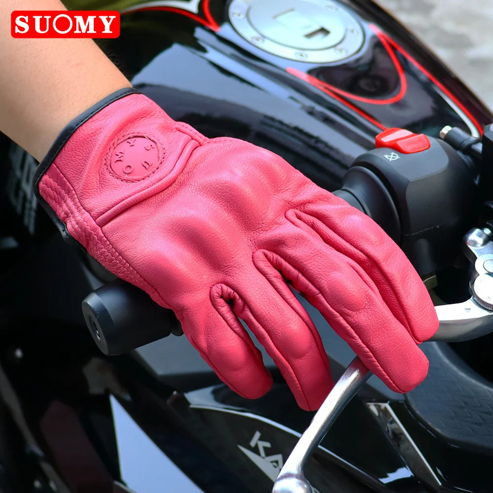 Guanti da Moto Vintage Suomy in Pelle di Capra – Dita Intere, Unisex
