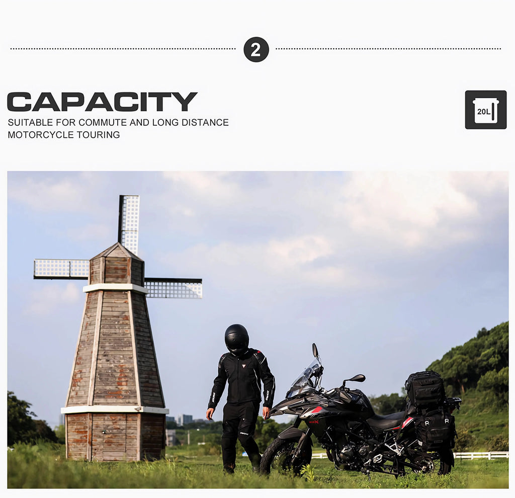 40L Quick Release Motorcycle Saddle Bags with Waterproof Inner Liners Universal