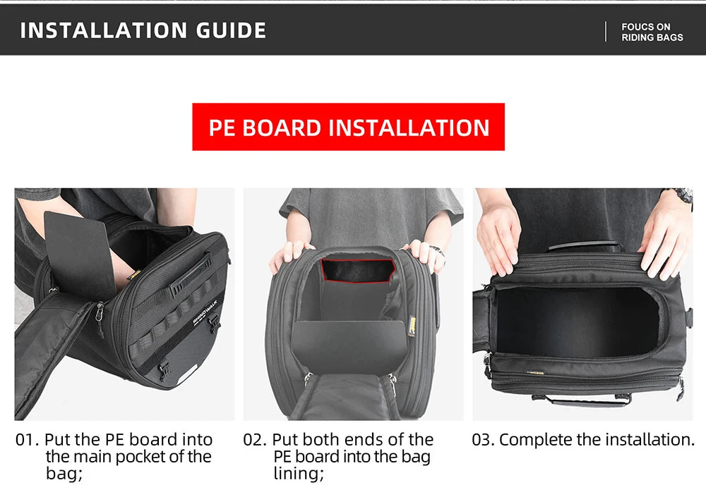 Rhinowalk 15L Motorcycle Tunnel Bag – Waterproof Scooter & Tail Seat Bag with Rain Cover