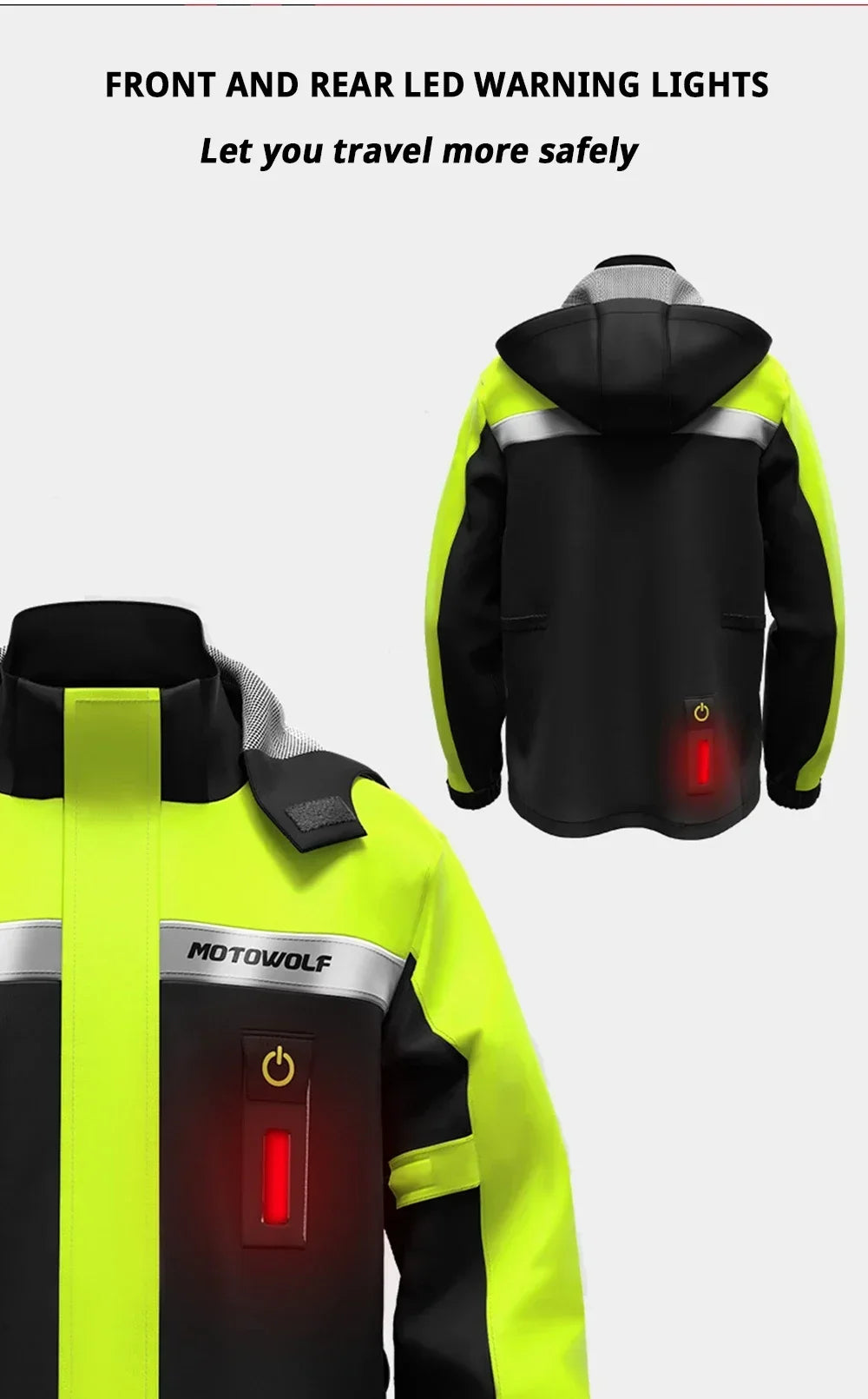 LED Reflective Waterproof Motorcycle Rain Suit Jacket & Pants