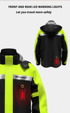 LED Reflective Waterproof Motorcycle Rain Suit Jacket & Pants