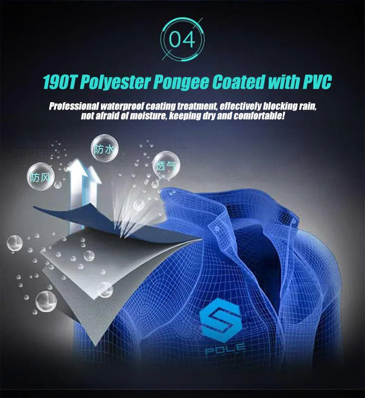 POLE Waterproof Reflective Motorcycle Rain Suit Jacket & Pants Set