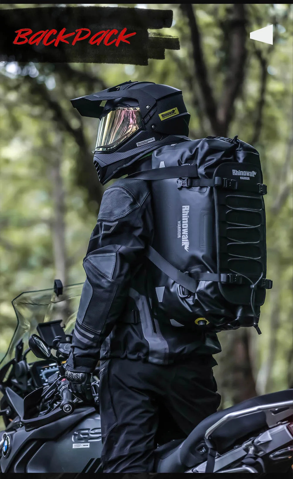 Rhinowalk Waterproof Motorcycle Tail Dry Bag - Modular 20L to 65L Rear Luggage