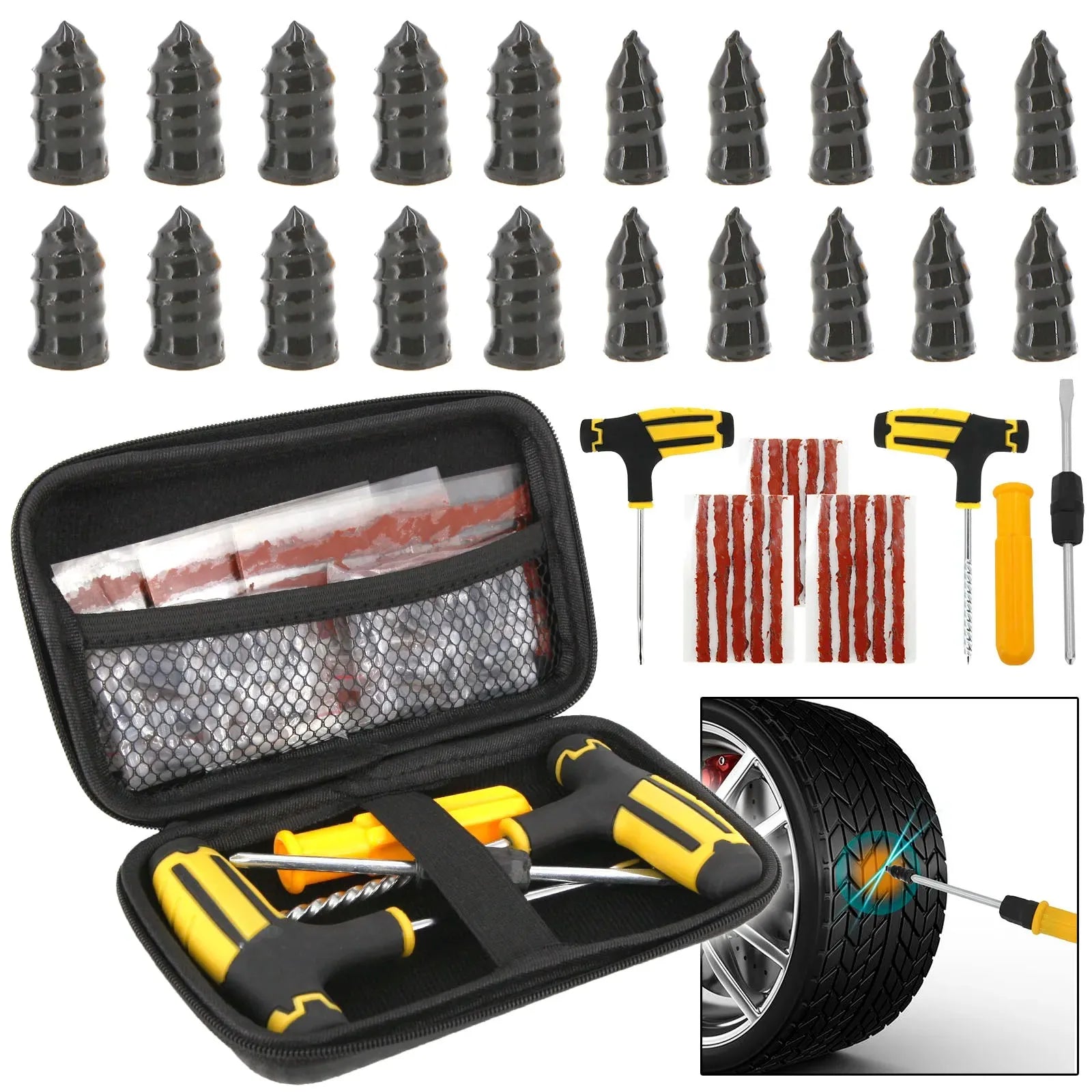 Universal Tubeless Tyre Emergency Repair Kit with EVA Case