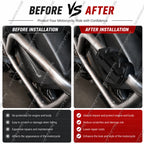Crash bar before and after installing protector blocks