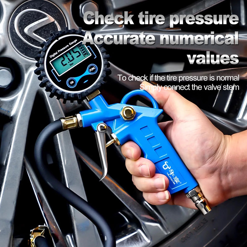 Universal Motorcycle Tyre Pressure Gauge with Inflator Hose