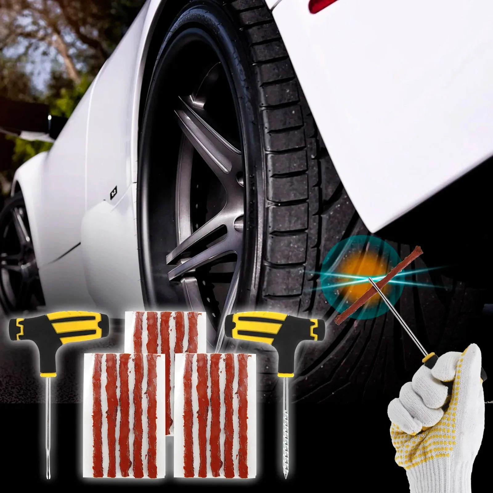 Universal Tubeless Tyre Emergency Repair Kit with EVA Case