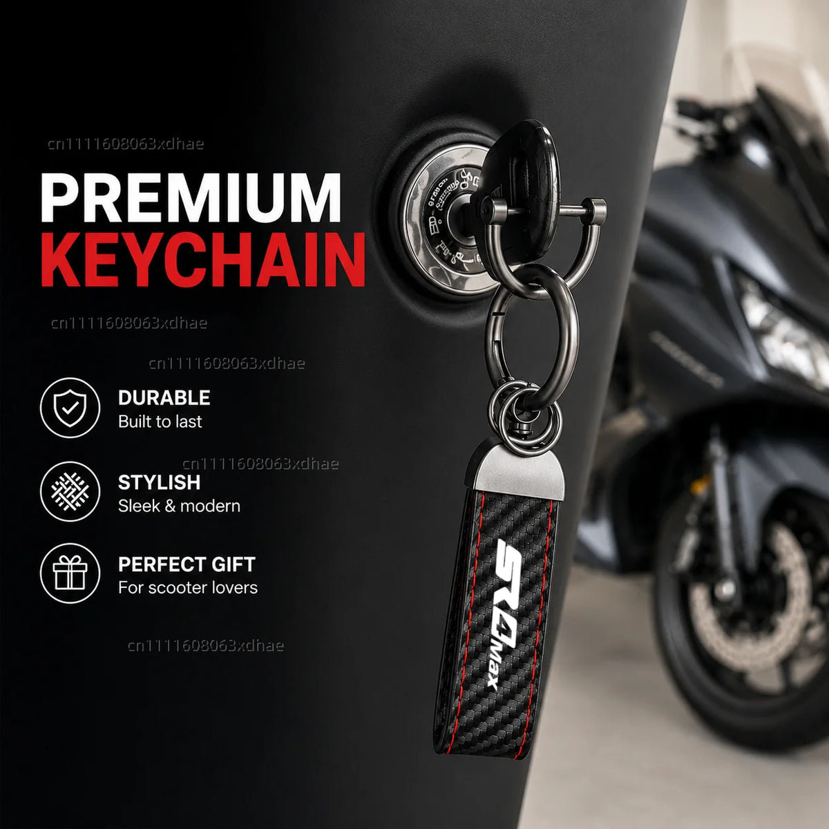 Premium SR4 MAX keychain in scooter ignition