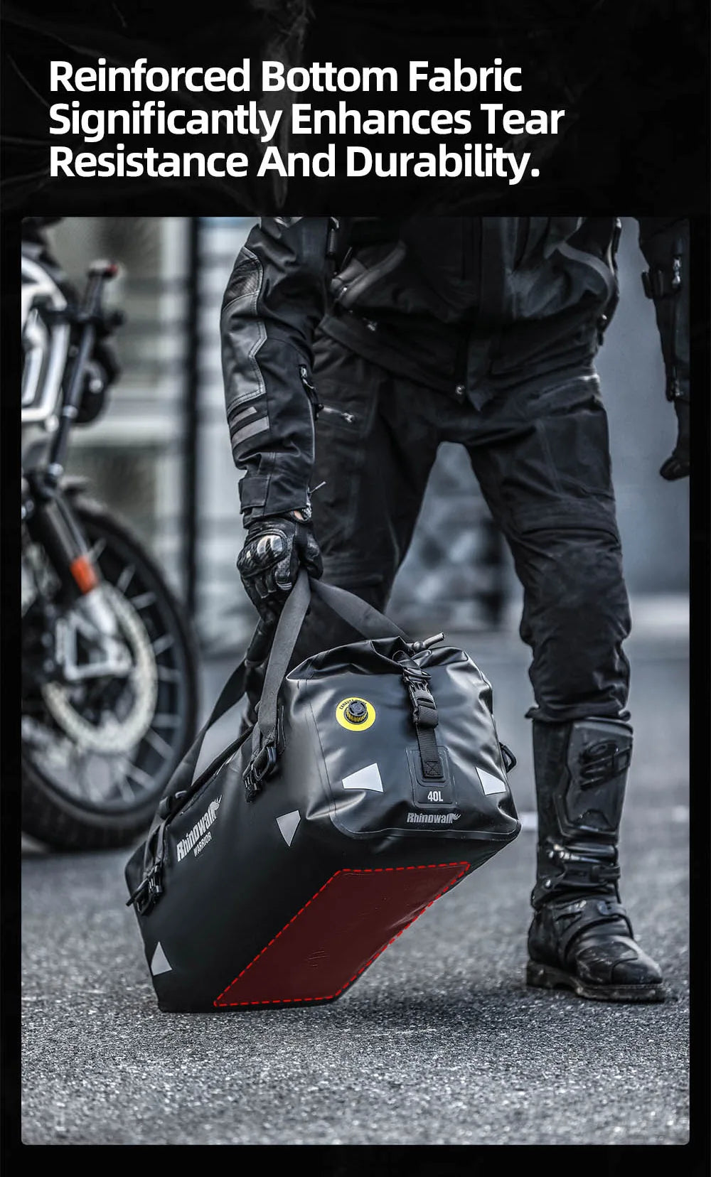 Rhinowalk Waterproof Motorcycle Tail Dry Bag - Modular 20L to 65L Rear Luggage