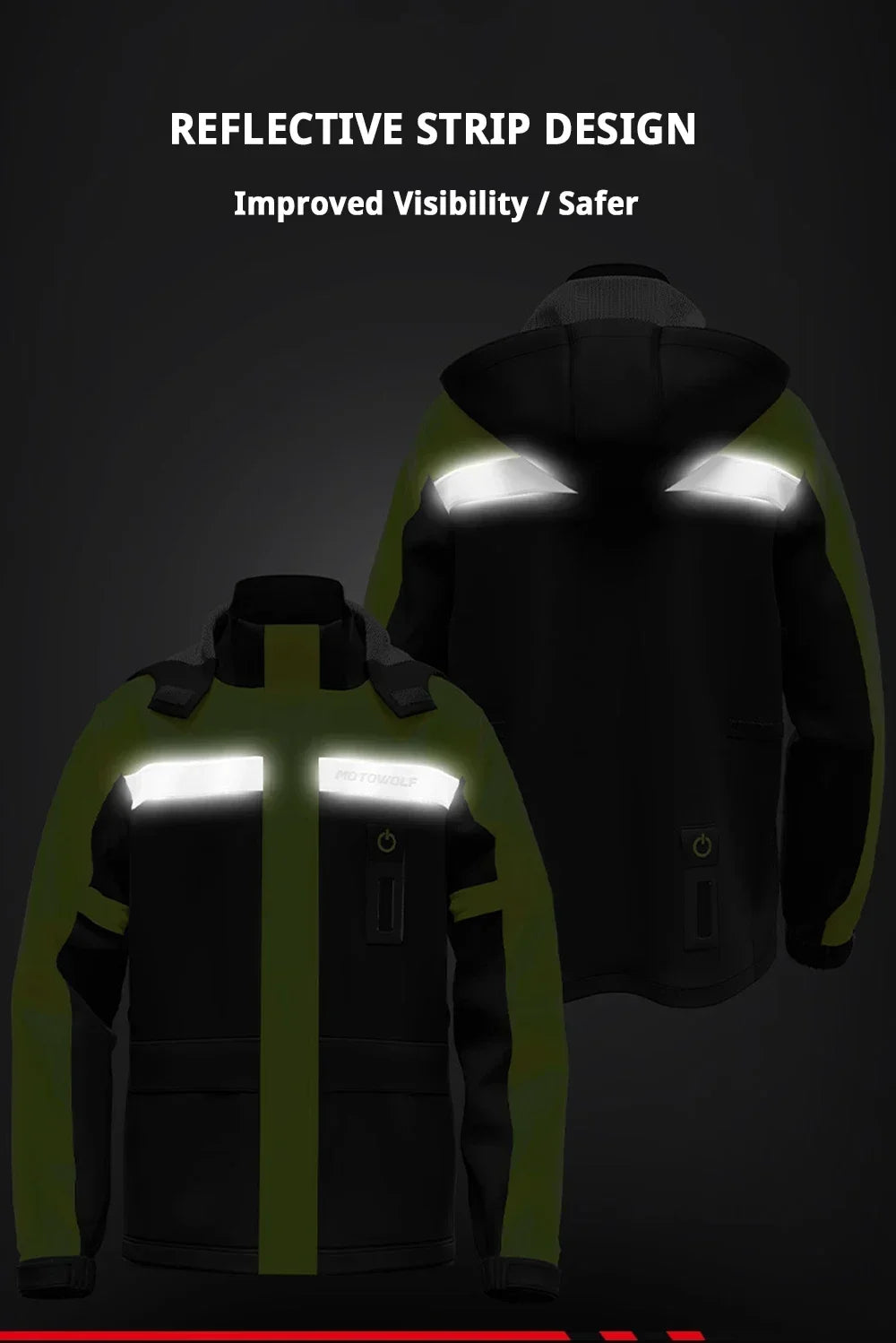 LED Reflective Waterproof Motorcycle Rain Suit Jacket & Pants