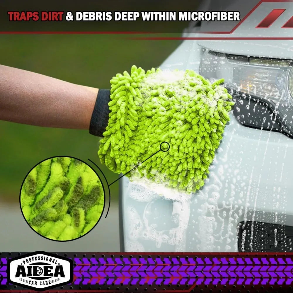 2-Pack Green Microfiber Motorcycle Wash Mitts