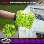 2-Pack Green Microfiber Motorcycle Wash Mitts