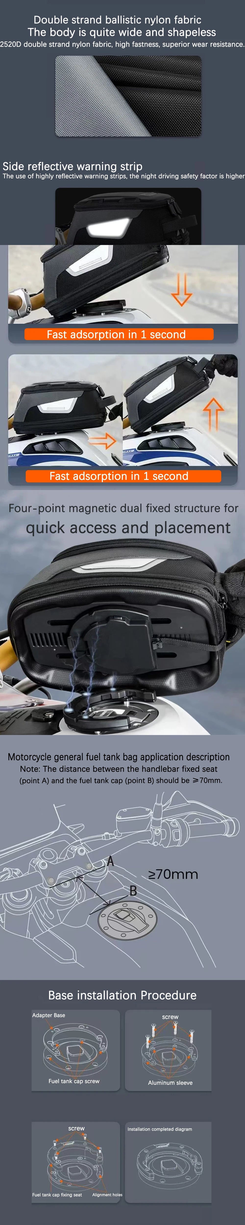 Quick Release Tank Bag for VOGE DS525X & DS900X – Magnetic Waterproof Tank Bag