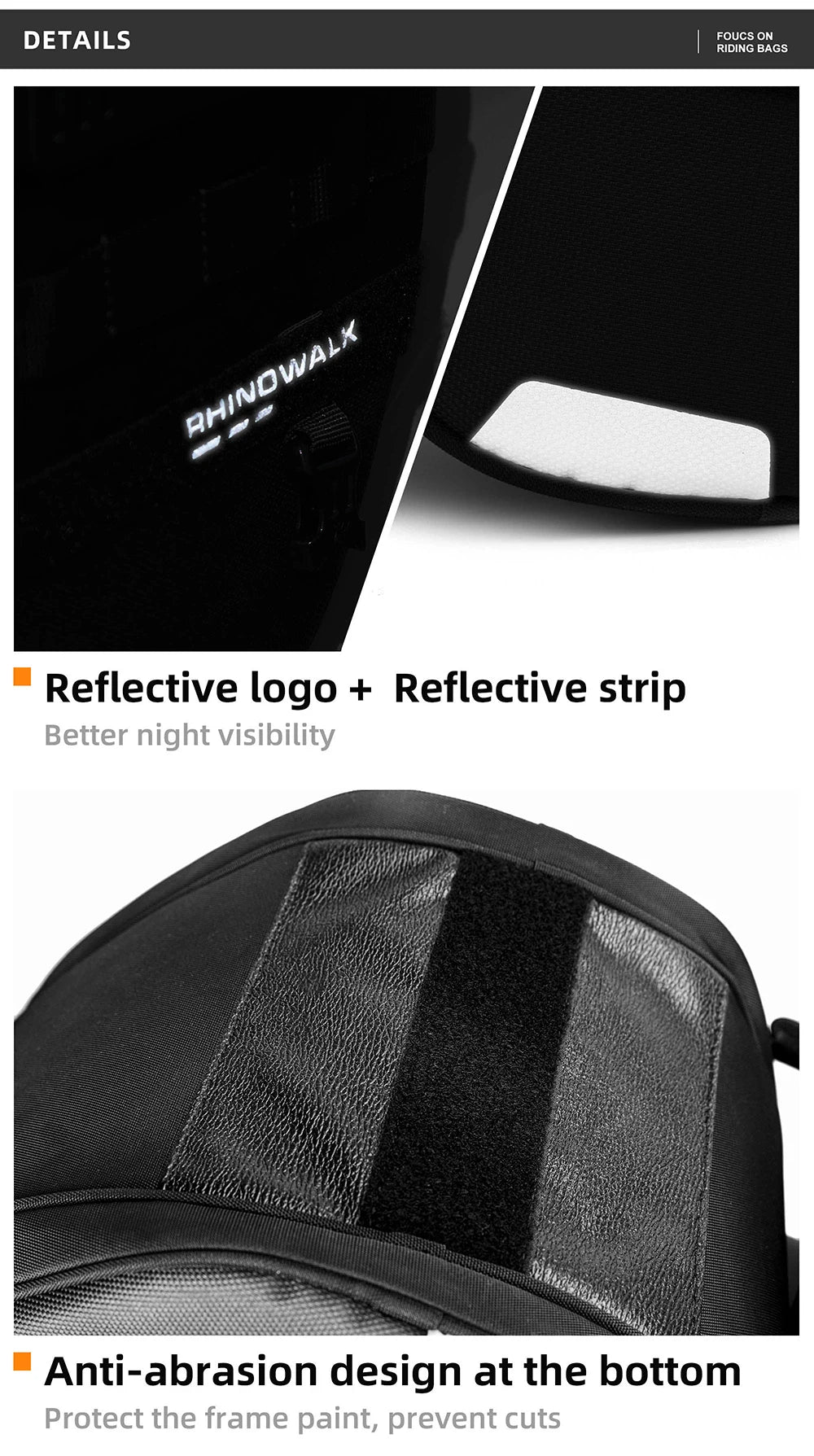Rhinowalk 15L Motorcycle Tunnel Bag – Waterproof Scooter & Tail Seat Bag with Rain Cover