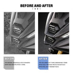 Headlight before and after fitting protector grille