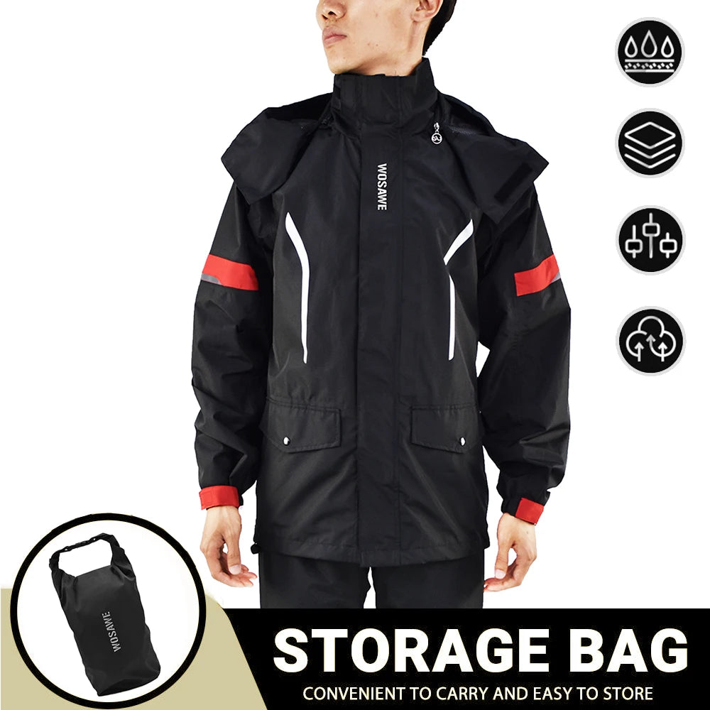 Waterproof Reflective Motorcycle Rain Suit Jacket & Pants
