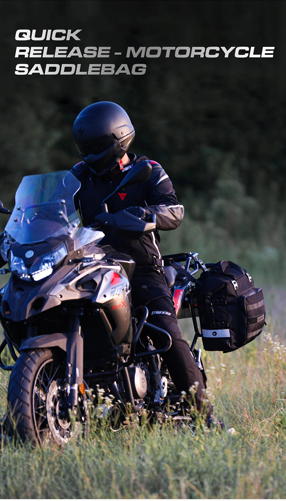 40L Quick Release Motorcycle Saddle Bags with Waterproof Inner Liners Universal